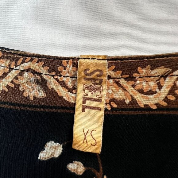 SPELL Bohemian Royale Playdress Charcoal Black Brown Paisley Floral Mini XS - Picture 8 of 16